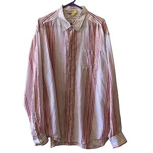 Tommy Bahama Long Sleeve Striped Linen Dress Shirt Size XL